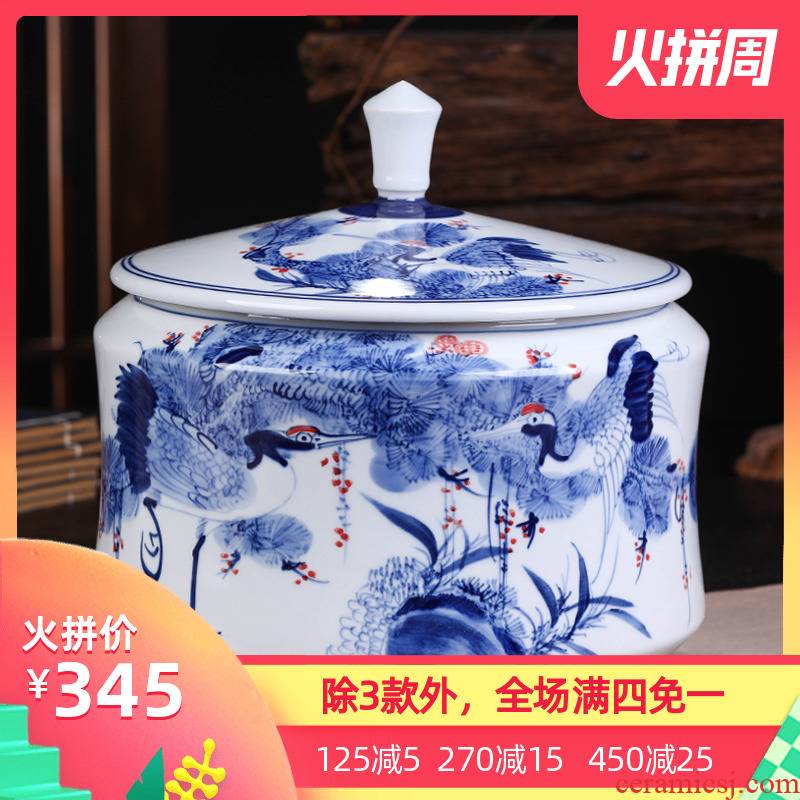 Jingdezhen ceramic seven bread pu 'er tea gift box packaging general tea caddy fixings jar airtight storage tank