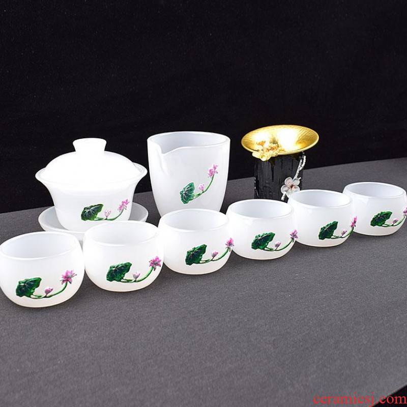 Japanese jade porcelain kung fu tea set suit household coloured glaze tureen fair keller cups masters cup getting tea accessories