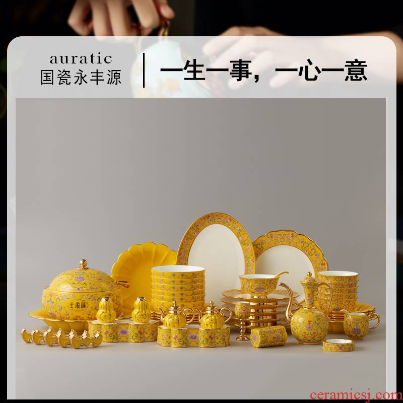 The new imperial porcelain porcelain Mr Yongfeng source 108 head of ceramic tableware suit 10 doses key-2 luxury feast