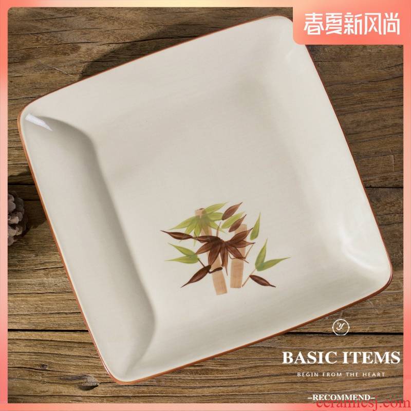 Japanese under glaze color porcelain tableware big plate of large square plate pepper fish head dish bowl of fruit deep dish