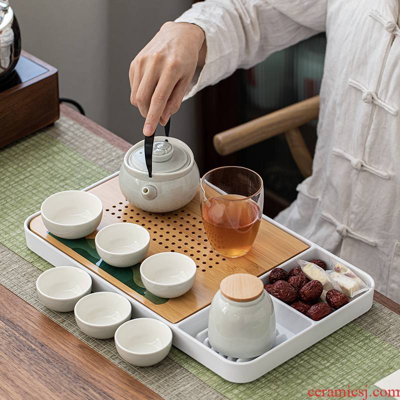 Porcelain heng tong wing ceramic kung fu tea set gift boxes of household contracted office make tea, tea pot