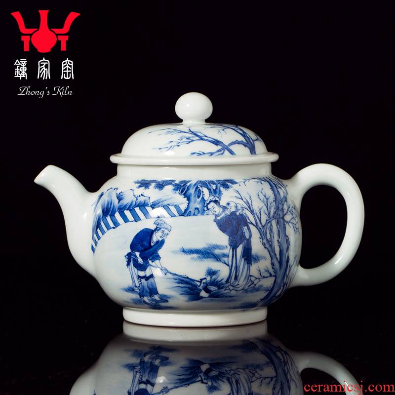 Clock home up jingdezhen blue and white maintain manual hand - made ceramic teapot kung fu tea set single pot small porcelain teapots