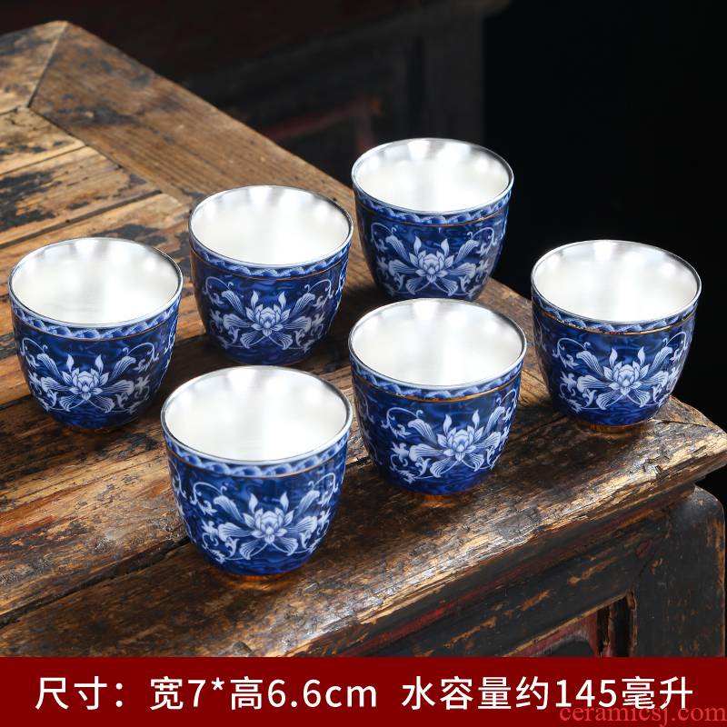 Blue and white porcelain ceramic cups kung fu noggin single CPU master cup tea sets tea bowl paint sample tea cup