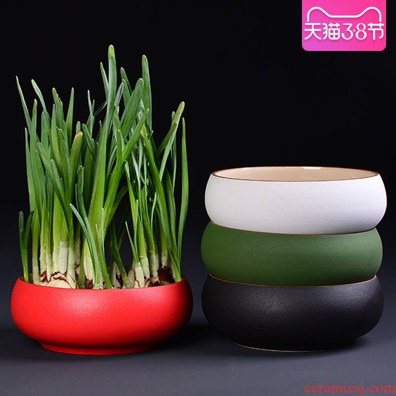 Red refers to flower pot coarse some ceramic porcelain large indoor nonporous bowl lotus grass cooper hydroponic plant pot container