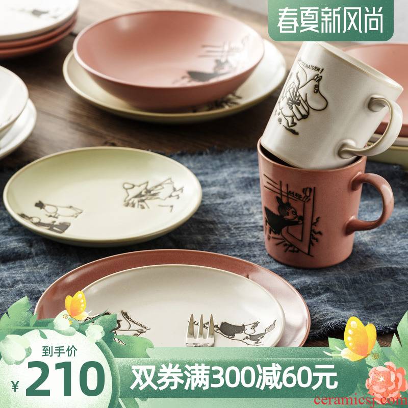 Moomin Moomin tableware suit European creative ceramic plates imported from Japan 0 gift boxes the mugs