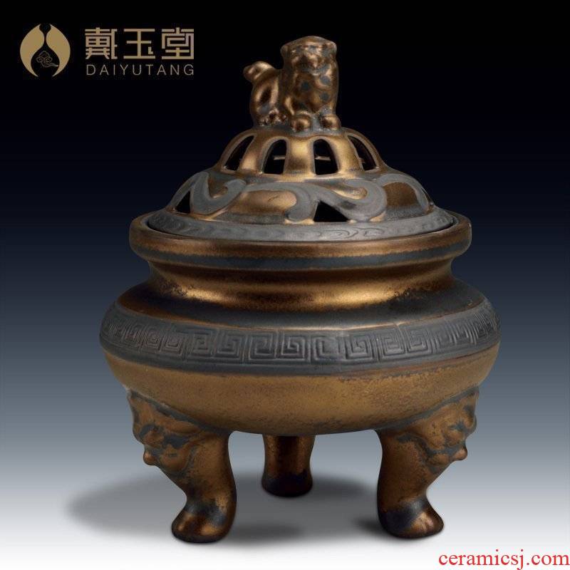 Yutang dai rust ceramic glaze imitation bronze incense buner tripods aroma stove/ancient smoked incense buner, three optional D83-63