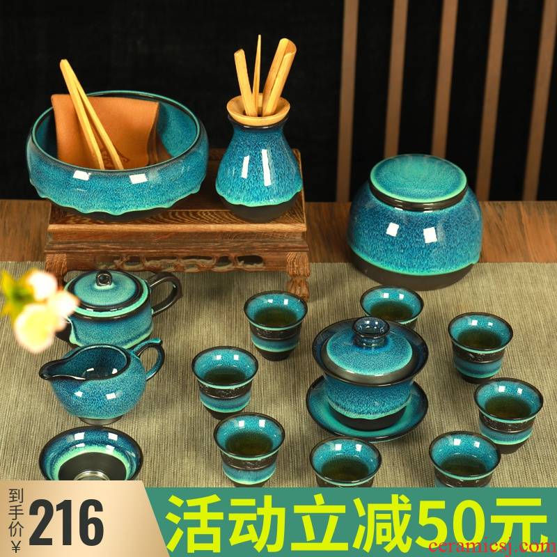 Making tea with a suit of household living room office of jingdezhen ceramic kung fu tea kettle upscale gift box