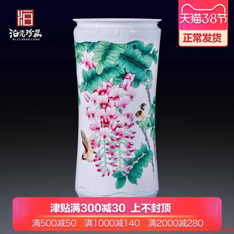 Jingdezhen ceramics hand - made powder enamel vase of large living room flower arranging new Chinese style household furnishing articles