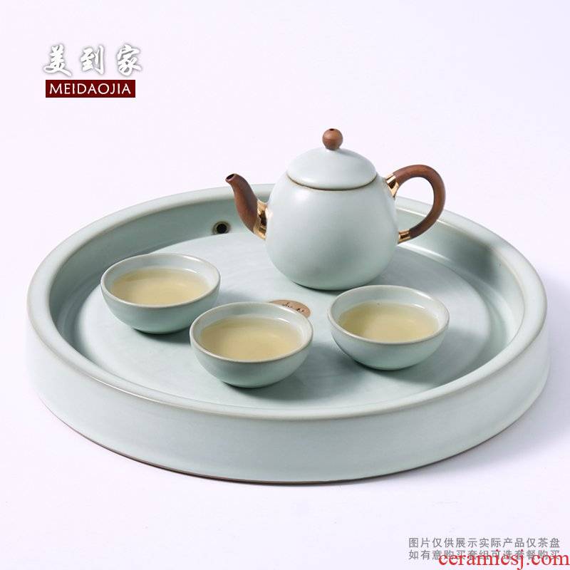 Beautiful home ceramic round your up with contracted kung fu tea set small ground dry terms drainage tea set