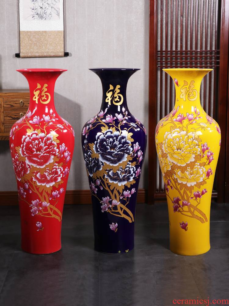 Jingdezhen ceramics high landing big vase large sitting room villa clubhouse office decoration company in furnishing articles