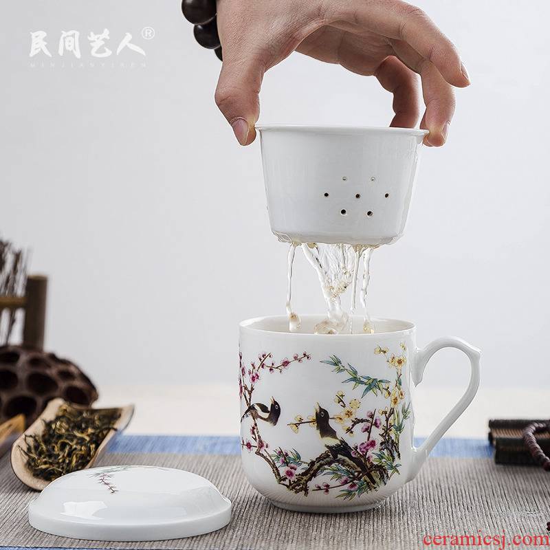 Jingdezhen ceramic tea set tank filter cups with cover the custom office and meeting gift tea cup