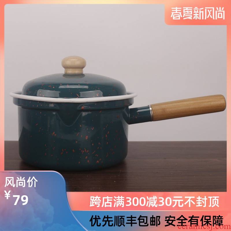 Volume border overflow enamel enamel baby milk pot soup pot cooking pot consisting pan household single handle milk pot small saucepan
