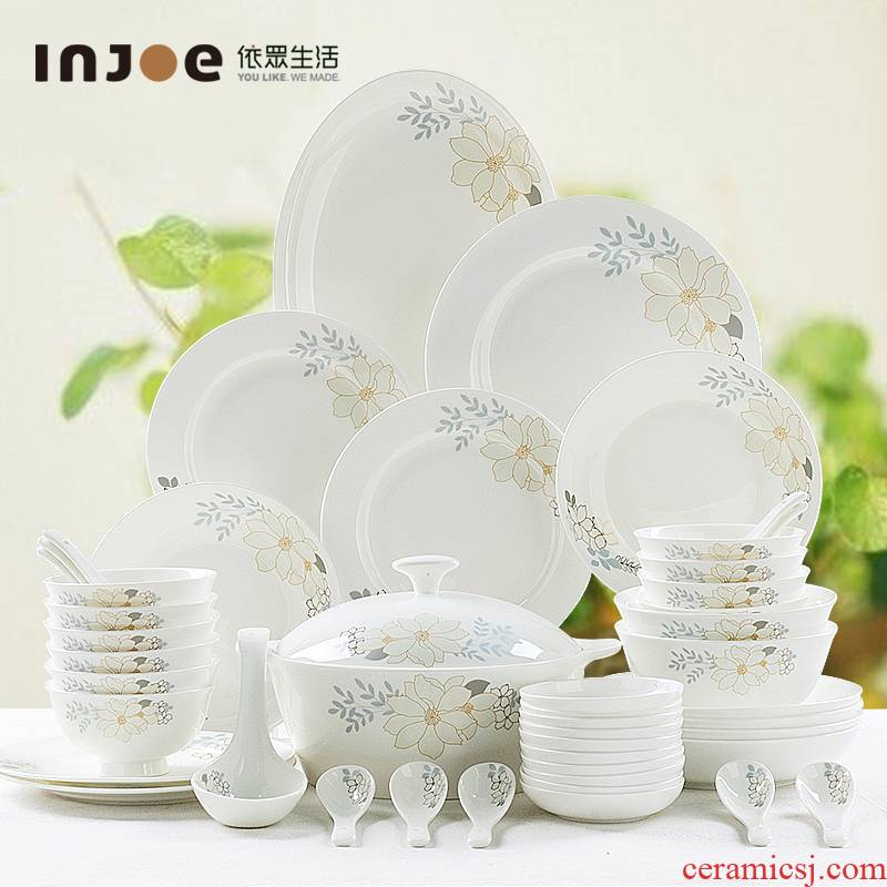 "According to the tangshan ipads porcelain tableware suit dishes Chinese dishes dishes suit household contracted ceramics
