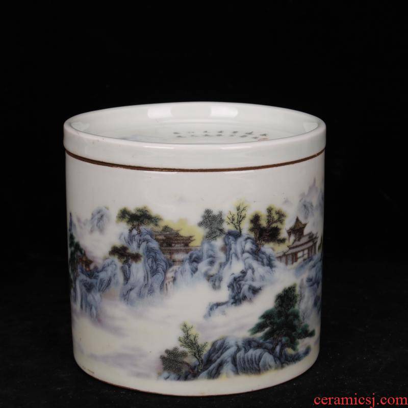 Jingdezhen blue and white landscape yongzheng bottom com.lowagie.text.paragraph tong qu wen lion play cricket playing pot cover archaize antique do old furnishing articles