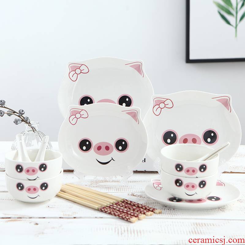 Express cartoon dishes suit ceramics tableware 0 m the dishes chopsticks combination of household jobs