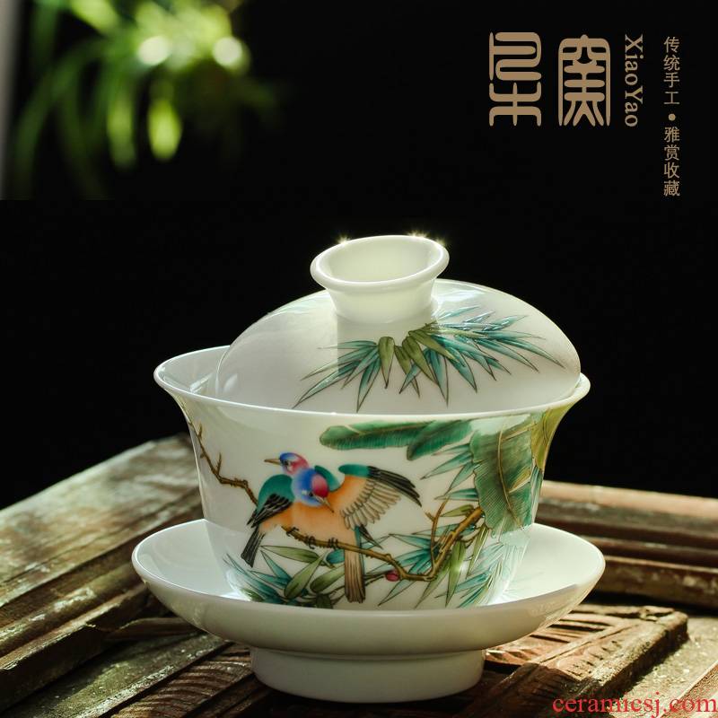 Jingdezhen ceramic manual tureen tea cups from the large bamboo pay-per-tweet figure only three cup tea bowl