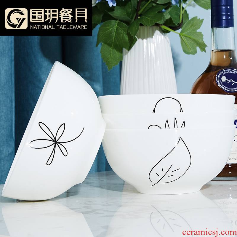 Tangshan six inches rainbow such use ceramic bowls of rice bowls of household lead - free ipads soup bowl white tableware salad dessert bowl