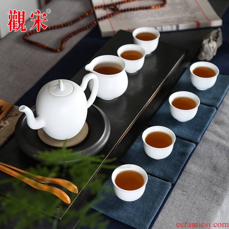 View the song View the song dynasty jingdezhen ceramics from I and contracted pure color kung fu tea set with white teapot the whole outfit