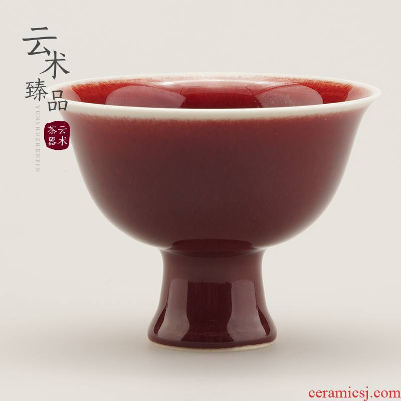 Cloud art of jingdezhen pure manual ruby red glaze antique best tasting wine cup, master cup single CPU kung fu tea set