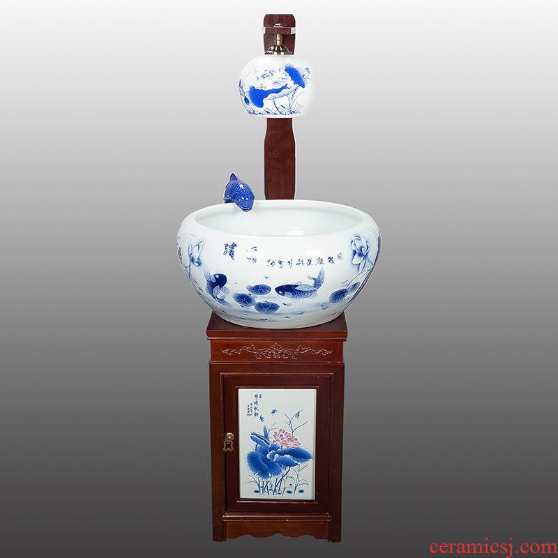 Heavy porcelain of jingdezhen ceramic aquarium size with lamp humidifying water tank water fountain creative aquarium decorations