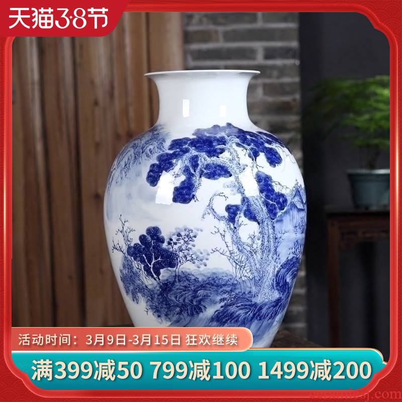 Jingdezhen ceramics hand blue and white porcelain vase furnishing articles and large new Chinese style home sitting room adornment