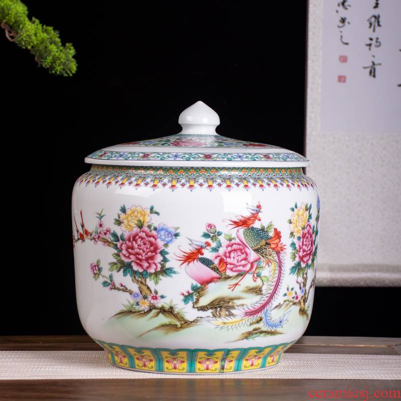 Jingdezhen ceramic barrel storage bins, informs 20 jins of 25 kg pack with cover seal storage tank is moistureproof insect - resistant ricer box