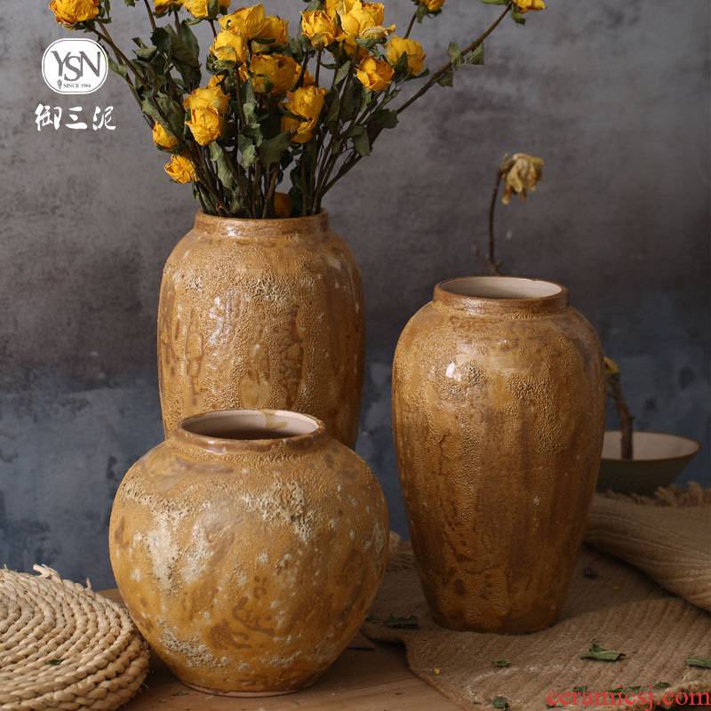 I and contracted dry flower vase Japanese manual white thick flower implement earthenware pottery jar do old archaize flowerpot
