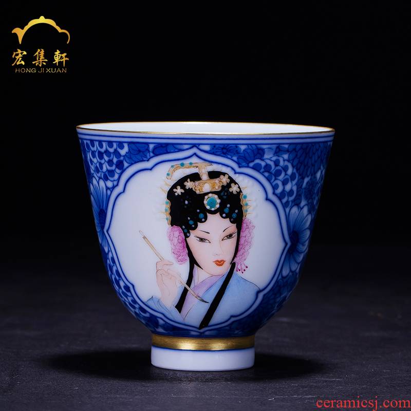 Jingdezhen ceramic kung fu tea set teacups hand - made porcelain enamel see colour sample tea cup "master cup personal cup