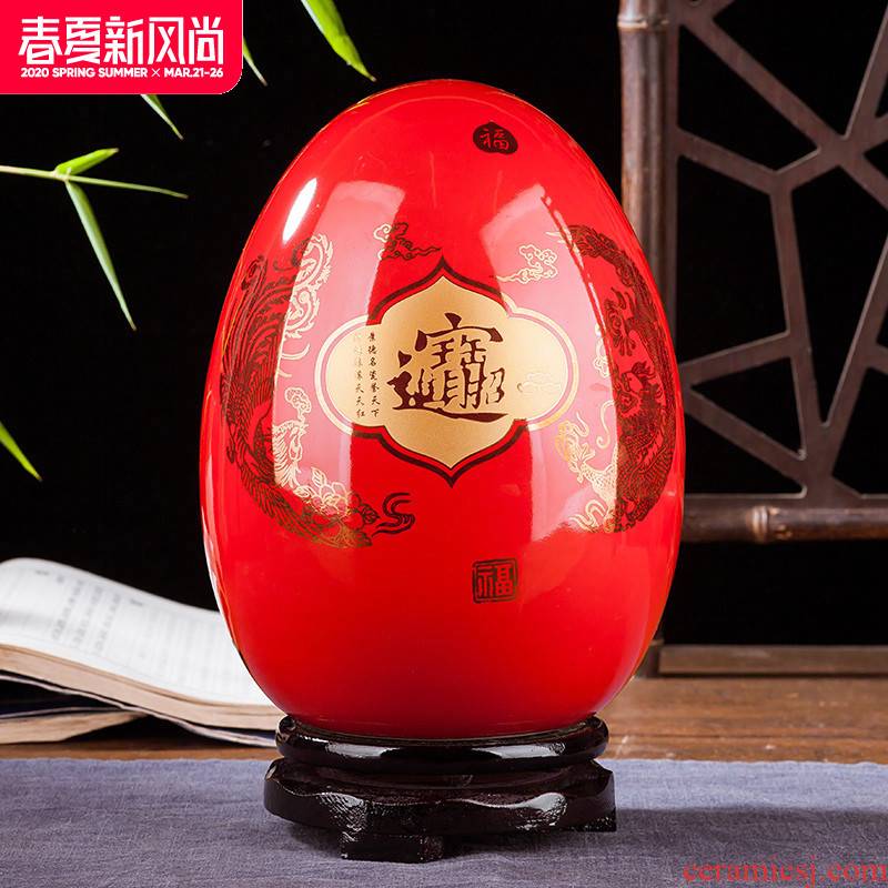 Jingdezhen ceramics vase of I and contracted home sitting room handicraft wine creative egg ornament furnishing articles