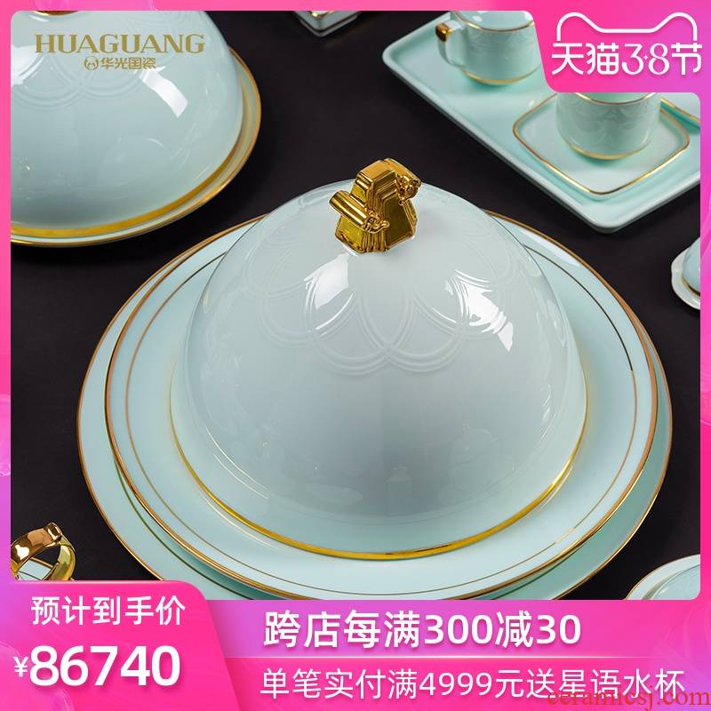 Uh guano heads of state on the porcelain and summit with porcelain dinner with celadon porcelain China cutlery set gift boxes