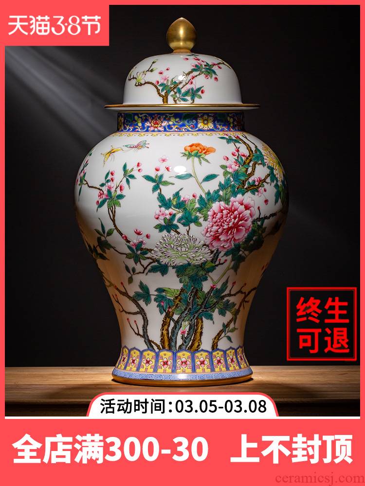 Ning hand - made antique vase seal up with jingdezhen ceramic bottle general colored enamel pot sitting room place, a large storage tank