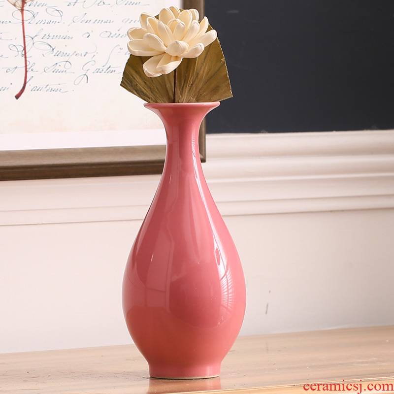 Jingdezhen ceramics pink antique vases, flower implement I and contracted sitting room place, home decoration process