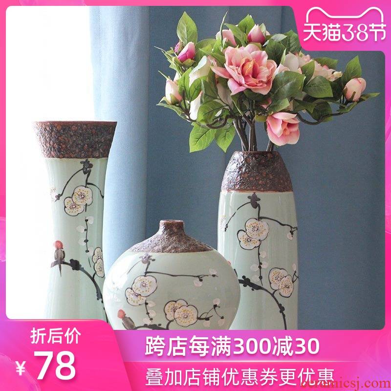 Art show contracted rural elegant hand - made ceramic vase suit jingdezhen porcelain desktop furnishing articles in the living room