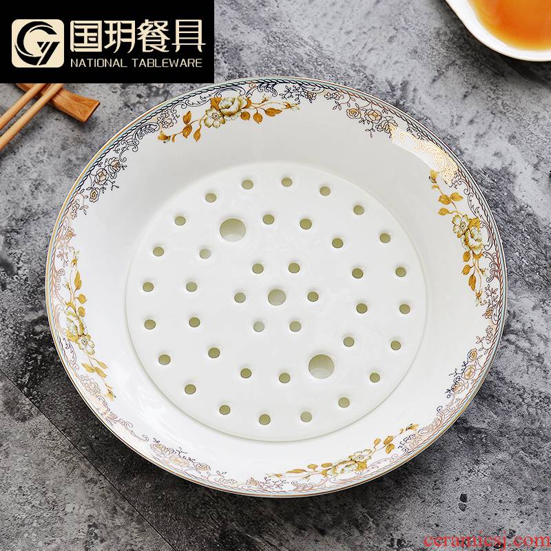 Jingdezhen ipads China tableware large double dumplings dumplings plate household drop dish ceramic dishes deep