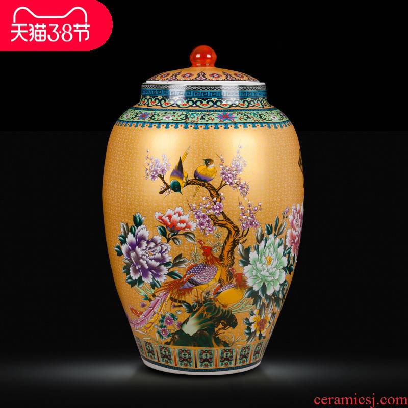 Jingdezhen ceramics handicraft big vase European household multi - functional storage tank barrel furnishing articles ornament