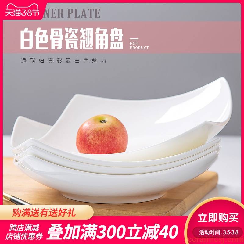 Pure white ipads porcelain jingdezhen 4/6/10 a suit creative household European contracted newborn ceramic deep dish plate