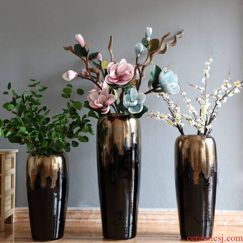 Modern light American European - style key-2 luxury ground dry flower vases, flower arrangement sitting room place landscape decorative porcelain vase