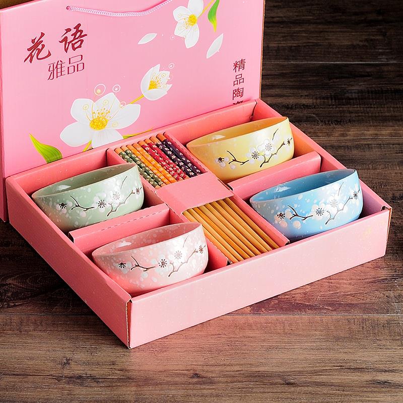 Banquet adult single dormitory dishes ceramic bowl chopsticks set tableware hot double Chinese personal creative says