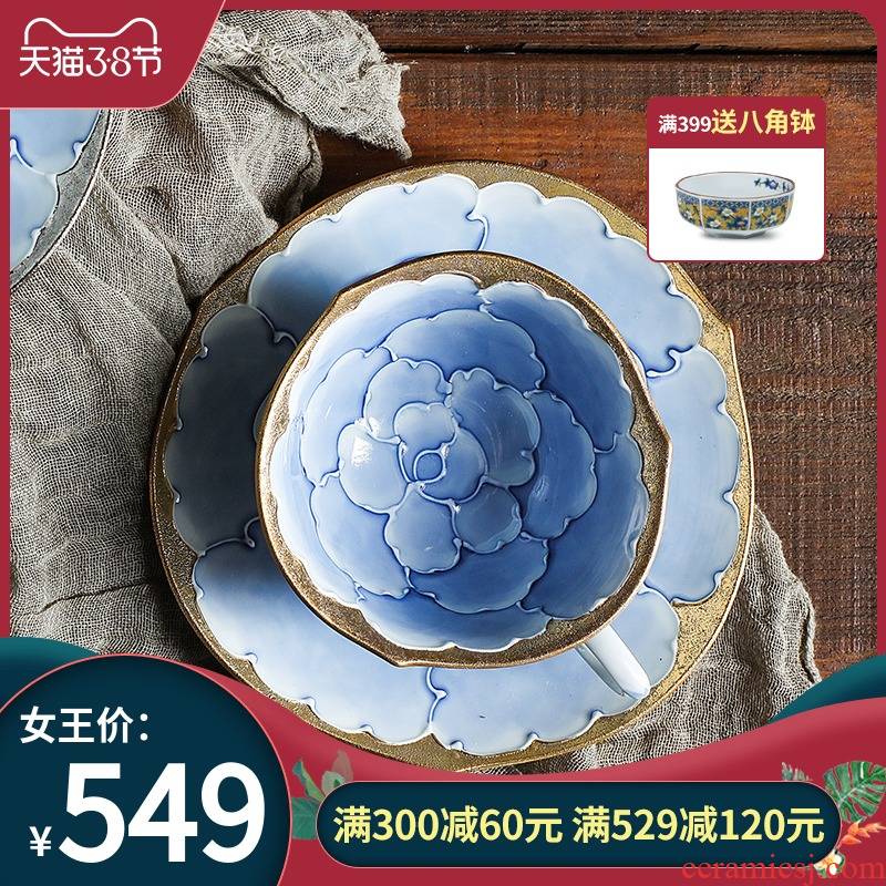 Love make up burn Japanese imports of ceramic tableware hand composition mountain of gold and silver color peony series manual creative bowl to bowl