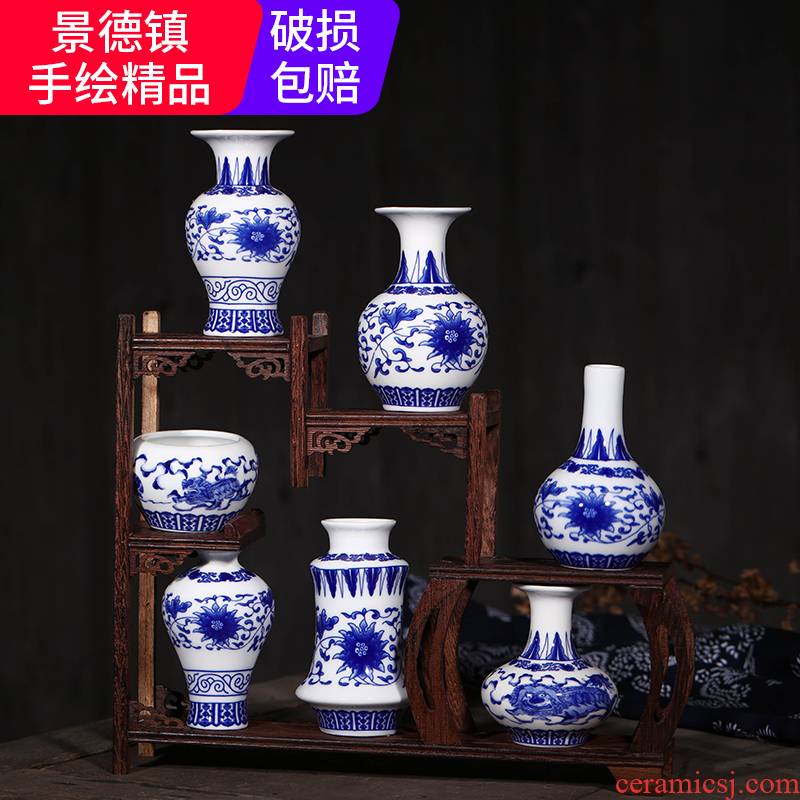 Jingdezhen ceramic antique hand - made mini blue floret bottle rich ancient frame furnishing articles flower creative household act the role ofing is tasted