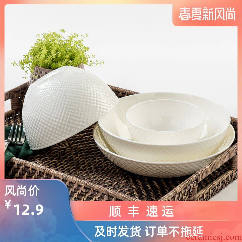 Pure white household ipads ceramic bowls of rice bowl dish bowl of soup bowl bowl of small bowl shaped contracted creative dishes