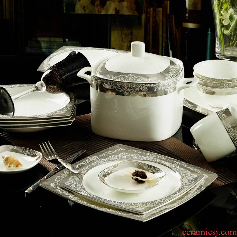 European household jingdezhen porcelain tableware suite 58 ipads head luxurious ceramic western - style dishes suit the dishes the dishes