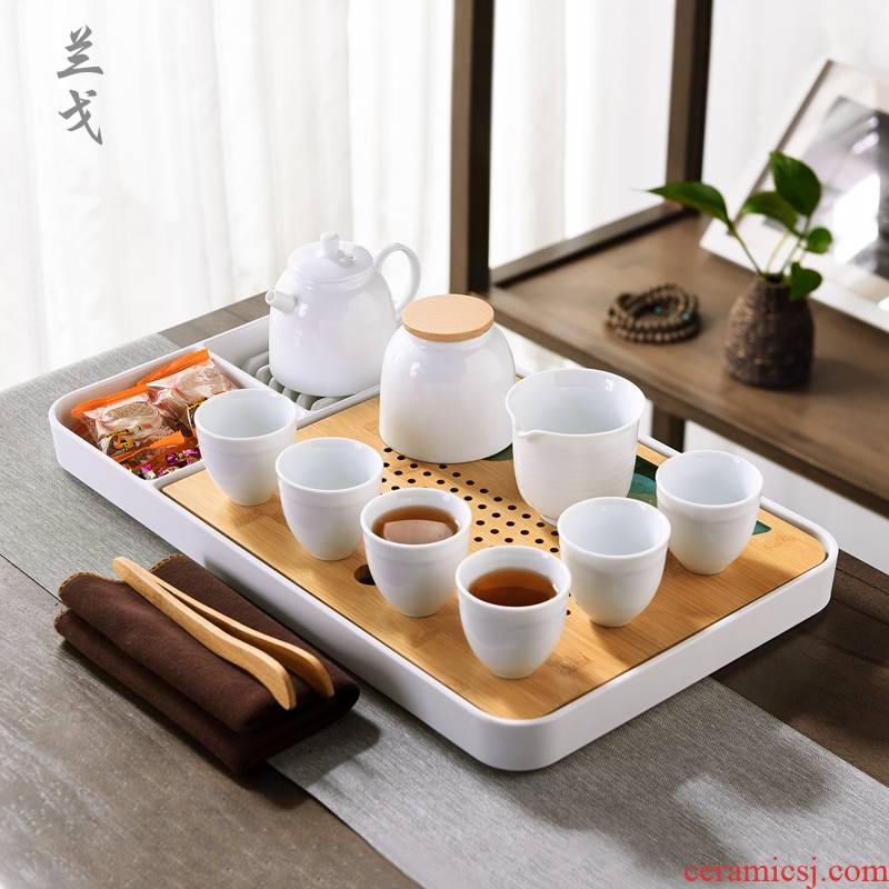 Having kung fu tea set suit household contracted glass ceramic tea tea tea tray tray accessories small tea table