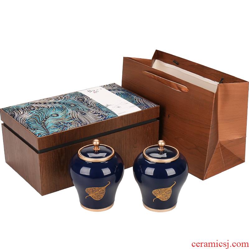 Tea box empty box custom ceramic Tea pot black Tea pu - erh Tea storage POTS sealed tank general half jins installed