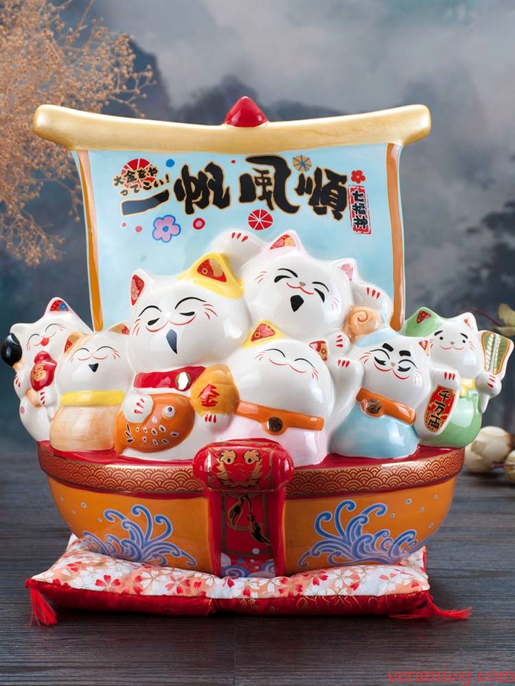Plutus cat furnishing articles the opened store checkout large ceramic piggy bank treasure ships get rich cat home sitting room gifts