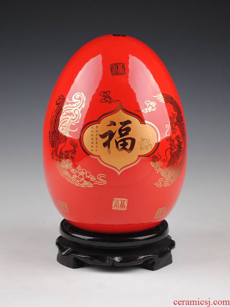 Jingdezhen ceramics vase furnishing articles sitting room red flower arranging longfeng f egg vase of porcelain of modern home decoration