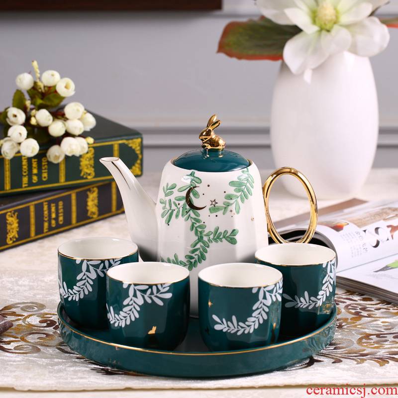 Nordic ceramic tea set glass home outfit cup sitting room cool water with European cup tea kettle