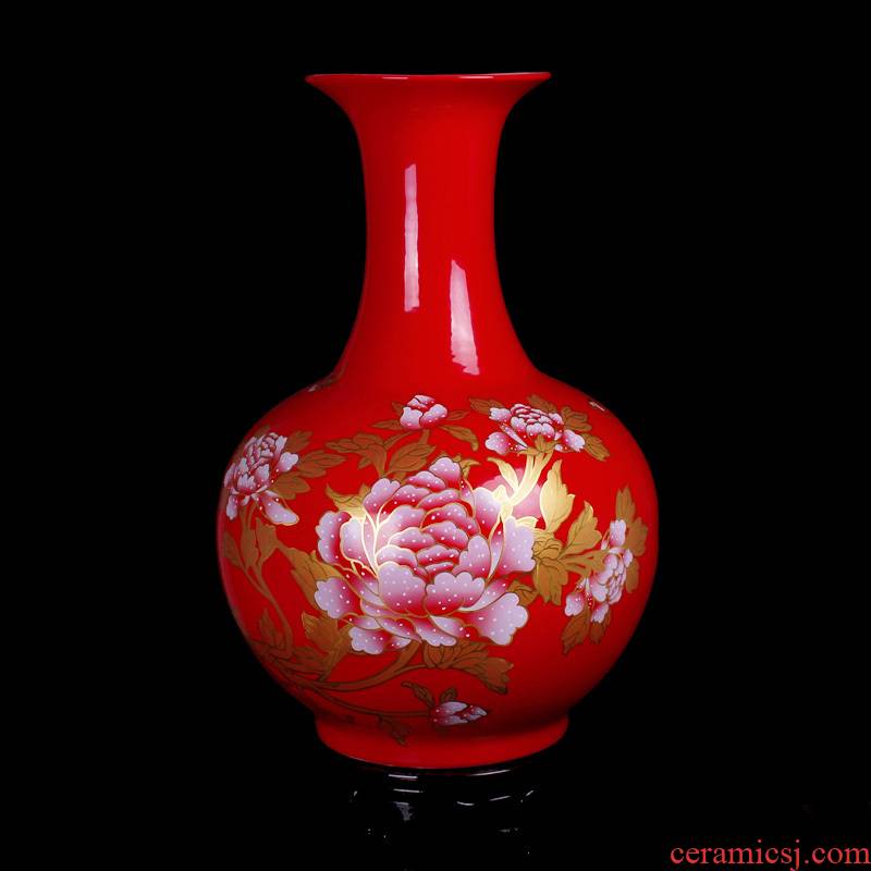 Jingdezhen ceramics vase fashionable sitting room place, Chinese red peony vases, home act the role ofing landing a wedding gift