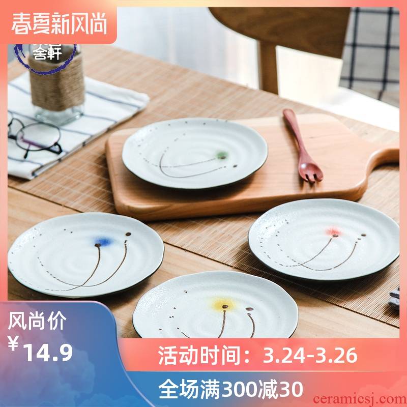 Under the glaze color creative ceramic Japanese - style tableware snack plate flat household food dish tray beefsteak special - shaped plate