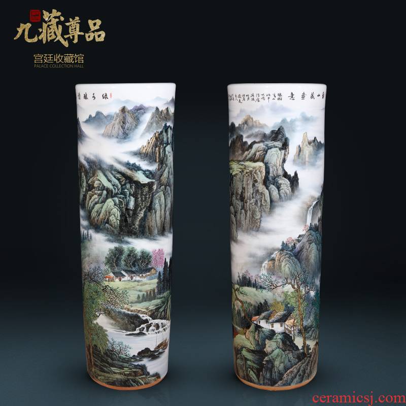 Jingdezhen ceramic dong - Ming li hand - made the master of landscape painting quiver Chinese style villa hotel, sitting room of large vase